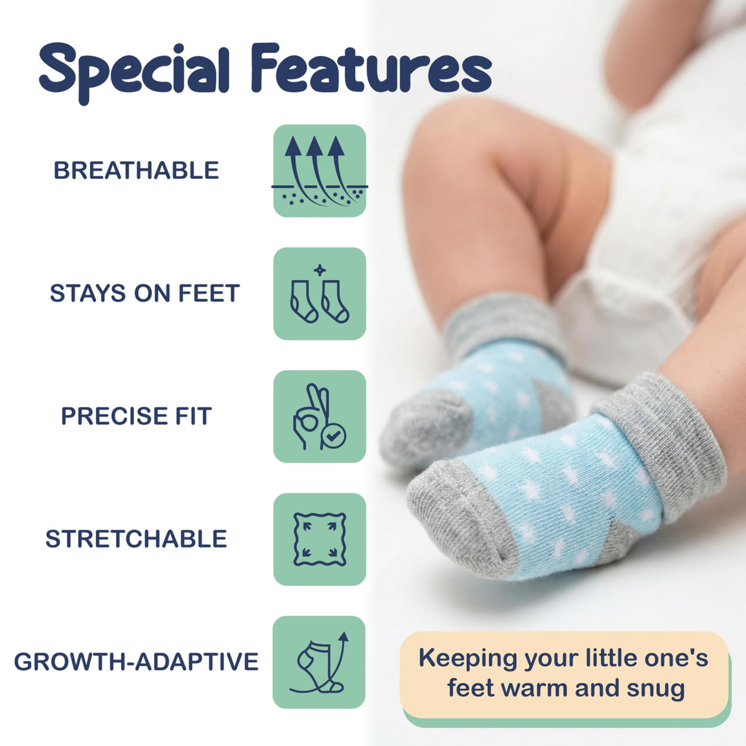 Mother's Choice Organic Cotton Baby Socks Infant 0-6 Months - 12 pairs Soft, Cozy, and Gentle Newborn Socks for Girls & Boys, Perfect Baby Registry for Everyday Wear, and Infant Comfort