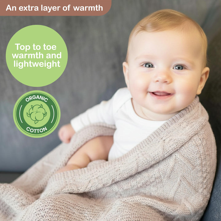 Organic Cotton Knit Baby Blanket 31.5 X 43.3 Inches Soft and Breathable Baby Blanket for Boys and Girls Perfect Swaddle Blanket and Baby Blankets Neutral for Infants Toddlers All Seasons