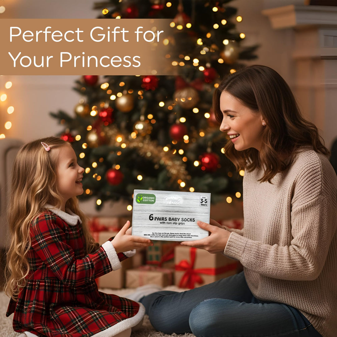 Mother's Choice Organic Cotton Blend Baby Socks 6 Pairs (6-12 months) – Non-Slip Grip Socks for Infants & Toddlers, Soft Breathable (US, Age, 6 Months, 12 Months, Pastel)