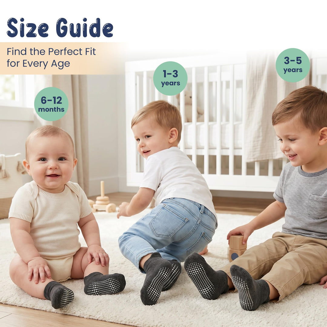 Mother's Choice Organic Cotton Socks For Toddler Boys Girls - Breathable, Non Slip Toddler Socks 2t-3t-4t-5t,