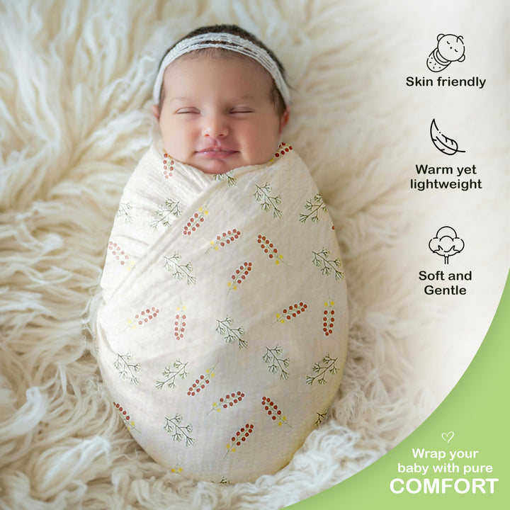 Organic Muslin Baby Blanket 2-Pack Rose & Peach, 47x47 Inch 100% Organic Cotton Oeko-TEX Certified Hypoallergenic Swaddle Blanket for Newborn Girls, Elegant Baby Girl Shower Gift