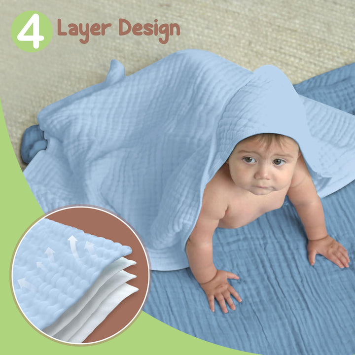 Infancie Organic Cotton Muslin Baby Hooded Towels