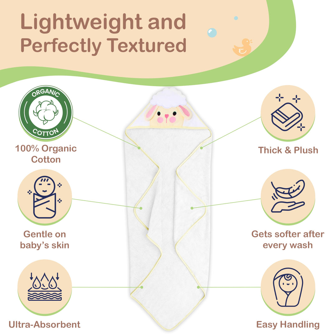 Mother's Choice Baby Towels 100% Organic Cotton Butterfly Hooded Design, Oeko-TEX Certified, Ultra-Soft Absorbent Hooded Bath Towel for Newborn Girls, (Butterfly)
