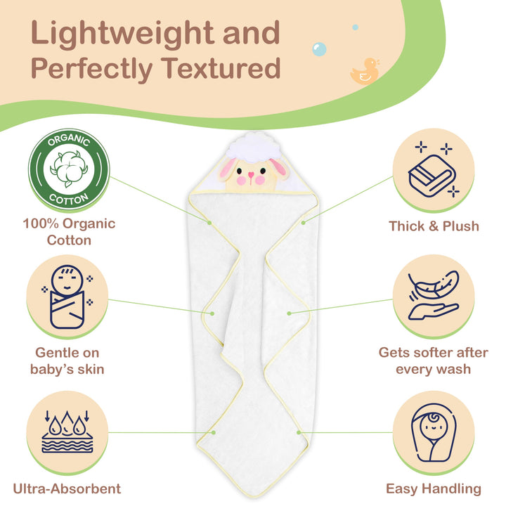 Mother's Choice Baby Towels 100% Organic Cotton Butterfly Hooded Design, Oeko-TEX Certified, Ultra-Soft Absorbent Hooded Bath Towel for Newborn Girls, (Butterfly)