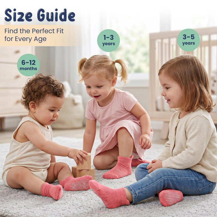 Mother's Choice Organic Cotton Socks For Toddler Boys Girls - Breathable, Non Slip Toddler Socks 2t-3t-4t-5t,