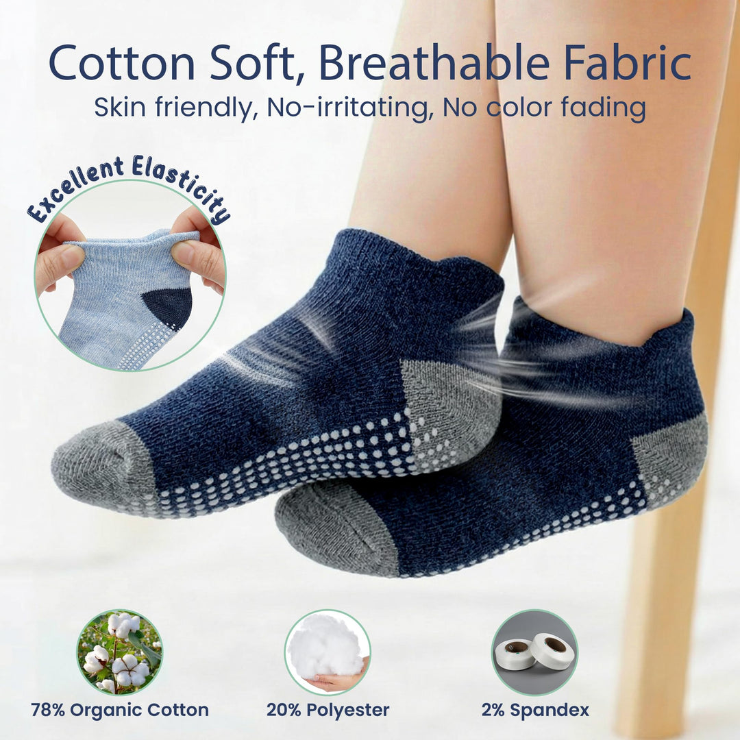 Mother's Choice Organic Cotton Socks For Toddler Boys Girls - Breathable, Non Slip Toddler Socks 2t-3t-4t-5t,