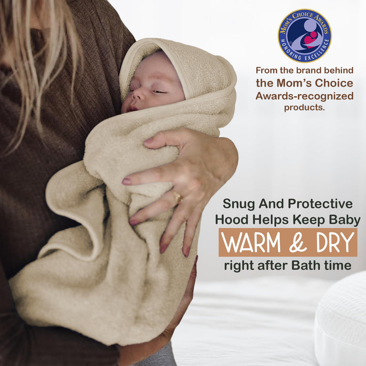 100% Organic Cotton Plush Woven Hooded Baby Bath Towels - Soft and Absorbent 31x31 Inches for Newborns and Kids, Hooded Baby Towels, Premium Infant Towels (Ivory)