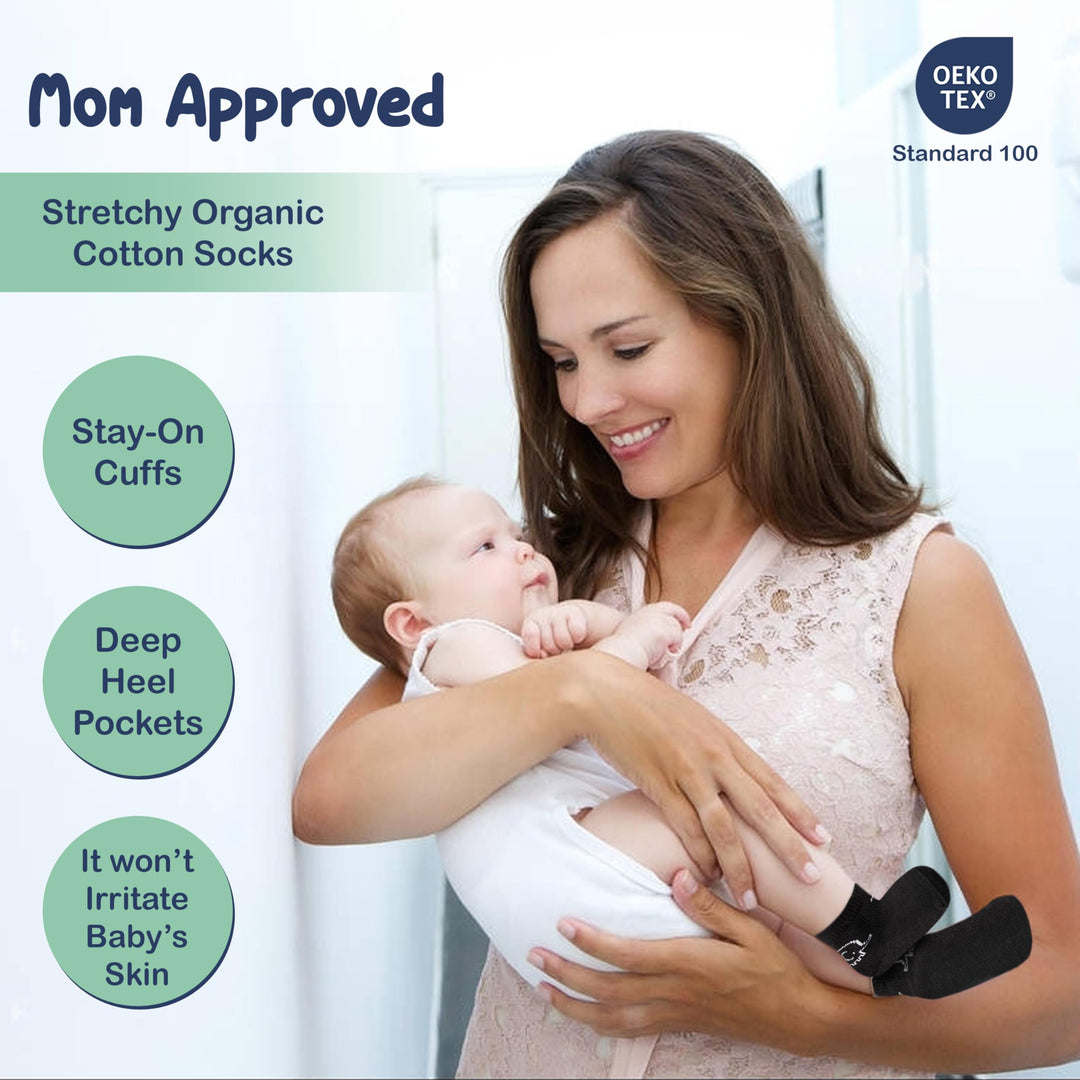 Mother's Choice Organic Cotton Baby Socks, 06 Pairs, Unisex 0-6 Months - Soft, Hypoallergenic Newborn & Infant Socks - Baby Girl & Boy Gifts