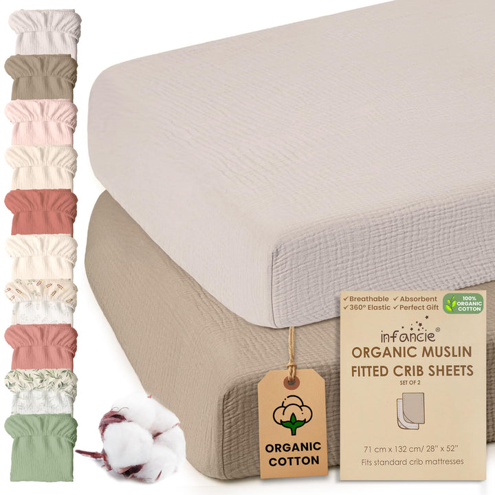 100% Organic Cotton Muslin Baby Bassinet Baby Sheet 33 X 17 Inch Soft Breathable Lightweight Stretchable Bed Sheet 2 Pack Gentle On Skin Durable Snug Fit Sheet for Newborn Bassinet Mattress