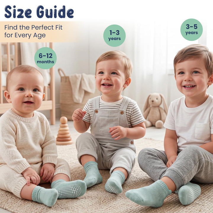 Mother's Choice Organic Cotton Socks For Toddler Boys Girls - Breathable, Non Slip Toddler Socks 2t-3t-4t-5t,
