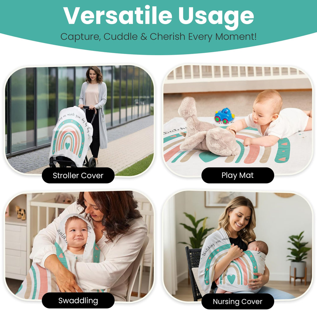 Organic Bamboo Hooded Baby Towels with Washcloths – 1 Hooded Towel (30x30 inches) & 1 Washcloth (10x10 inches) – Ultra Soft, Absorbent & Cozy Bath Towels Set for Newborns and Infants