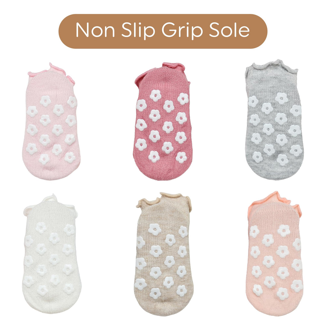 Mother's Choice Baby Ruffle Socks 6 Pair – Soft and Comfortable Baby Socks 6-12 Months | Cute Sock for Girls | Non-Slip & Breathable | Gift for Babies (US, Age, 6 Months, 12 Months, Rainbow)