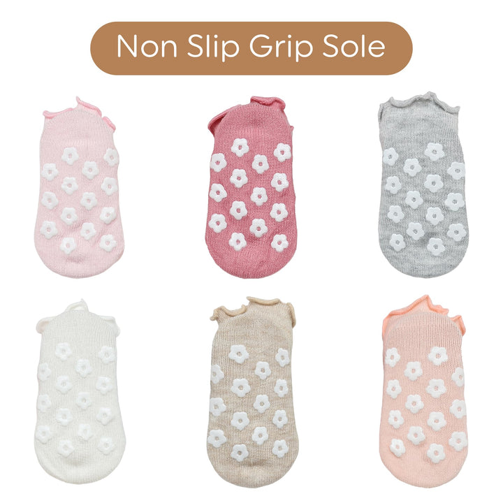 Mother's Choice Baby Ruffle Socks 6 Pair – Soft and Comfortable Baby Socks 6-12 Months | Cute Sock for Girls | Non-Slip & Breathable | Gift for Babies (US, Age, 6 Months, 12 Months, Rainbow)