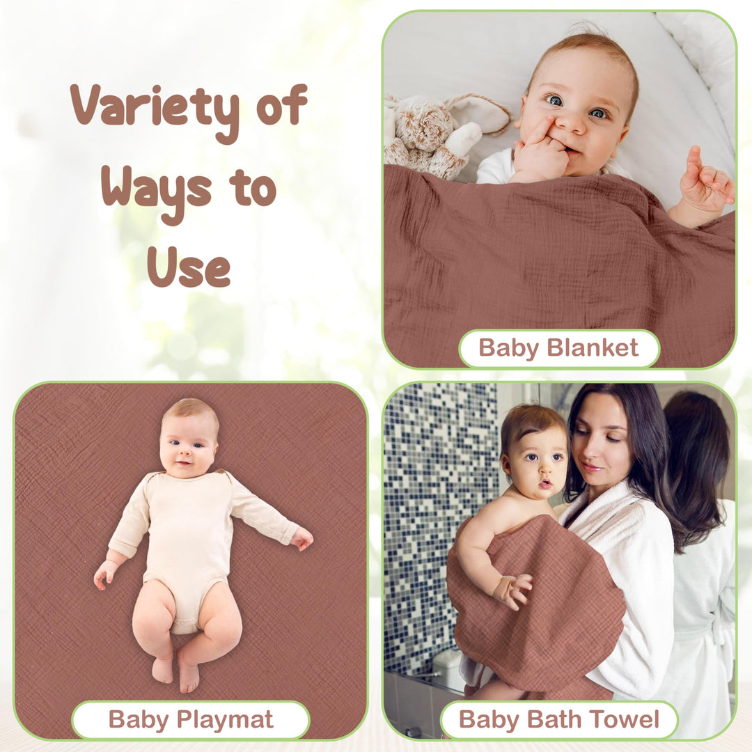 100% Organic Cotton Muslin Baby Hooded Towels 32x32 Inch – 2 Pack Soft & Absorbent Baby Towels for Newborn for Boys & Girls, Premium Hooded Towels, Ultra-Gentle Baby Essentials in Rose/Peach