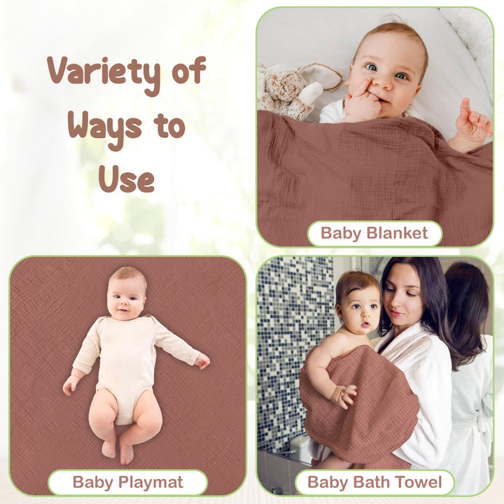 100% Organic Cotton Muslin Baby Hooded Towels 32x32 Inch – 2 Pack Soft & Absorbent Baby Towels for Newborn for Boys & Girls, Premium Hooded Towels, Ultra-Gentle Baby Essentials in Rose/Peach