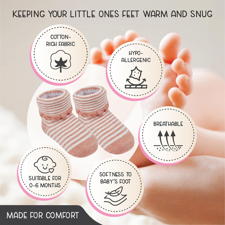 GOTS Certified Organic Cotton Rich Blend Baby Socks 12 Pairs For 0 - 6 (M) Baby Girl Soft, Stretchable & Comfortable Girl newborn Socks, Adorable Sock Shoes For Baby Girl, Gift For Little, Pink