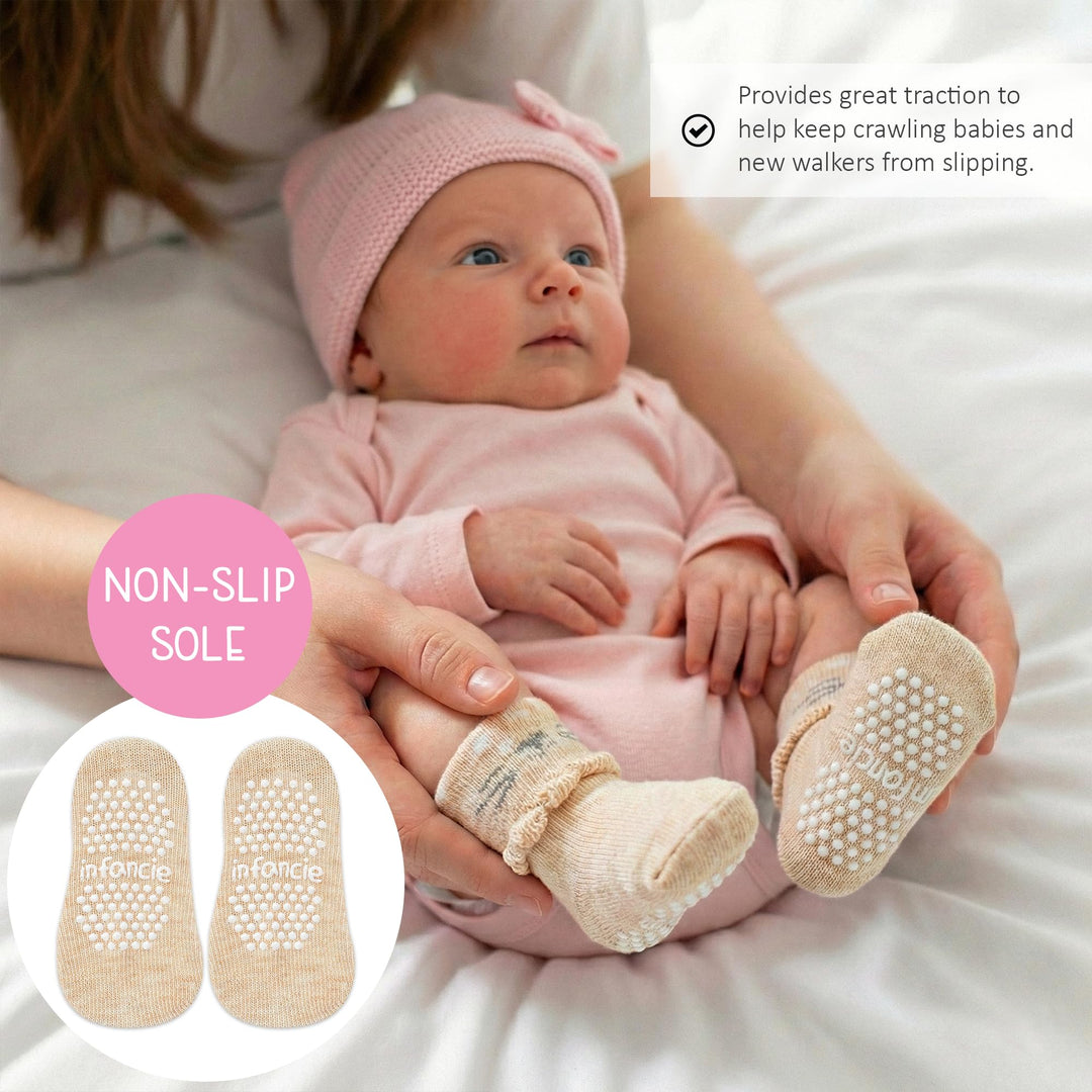 GOTS Certified Organic Cotton Rich Blend Baby Socks 12 Pairs For 0 - 6 (M) Baby Girl Soft, Stretchable & Comfortable Girl newborn Socks, Adorable Sock Shoes For Baby Girl, Gift For Little, Pink