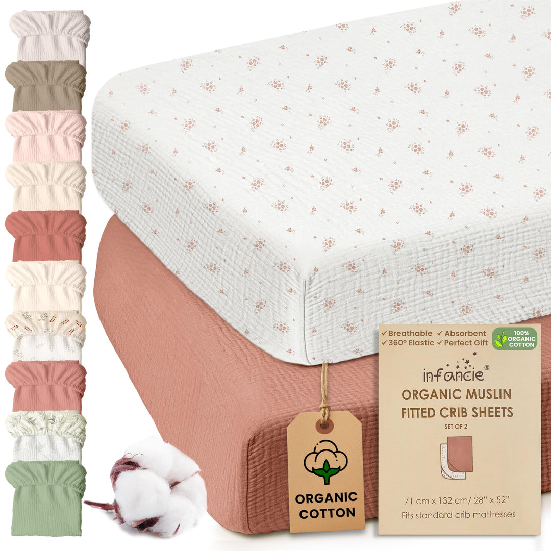 100% Organic Cotton Muslin Baby Bassinet Baby Sheet 33 X 17 Inch Soft Breathable Lightweight Stretchable Bed Sheet 2 Pack Gentle On Skin Durable Snug Fit Sheet for Newborn Bassinet Mattress