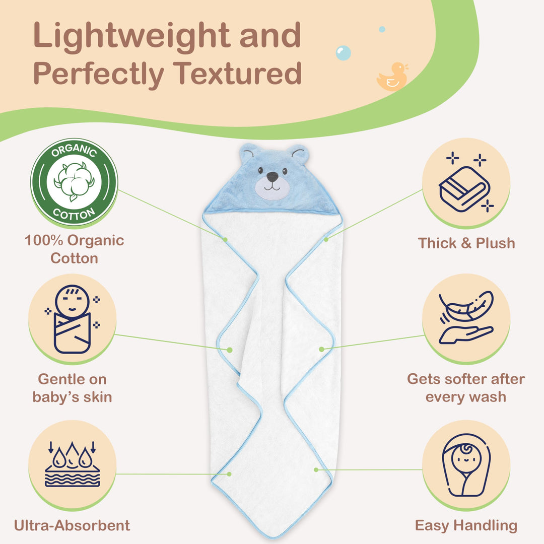 Mother's Choice Baby Towels 100% Organic Cotton Butterfly Hooded Design, Oeko-TEX Certified, Ultra-Soft Absorbent Hooded Bath Towel for Newborn Girls, (Butterfly)