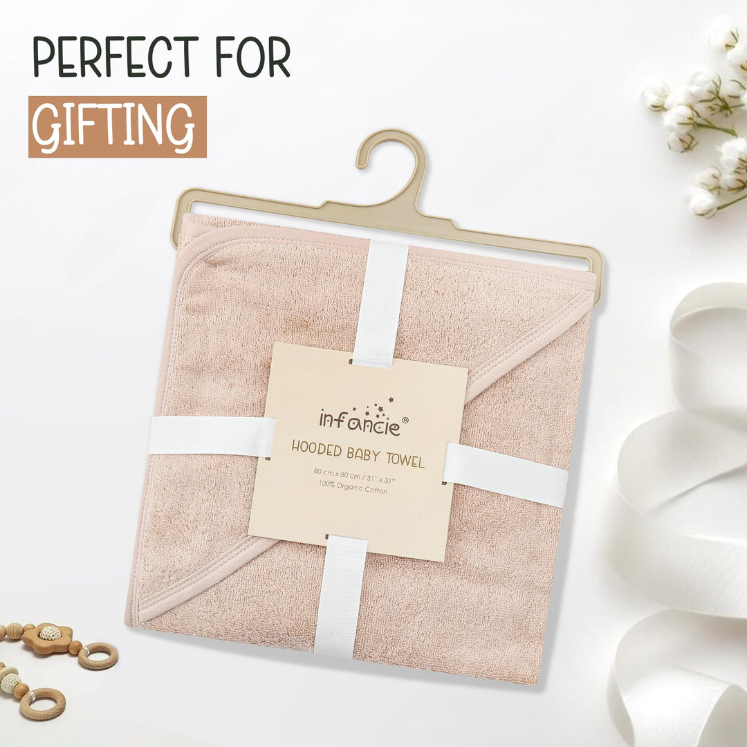 Infancie Organic Cotton Low-Twist Woven Hooded Baby Towels