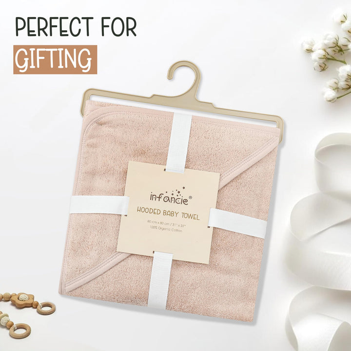 Infancie Organic Cotton Low-Twist Woven Hooded Baby Towels