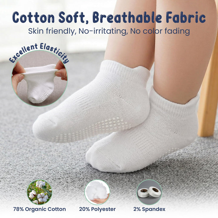 Mother's Choice Organic Cotton Socks For Toddler Boys Girls - Breathable, Non Slip Toddler Socks 2t-3t-4t-5t,