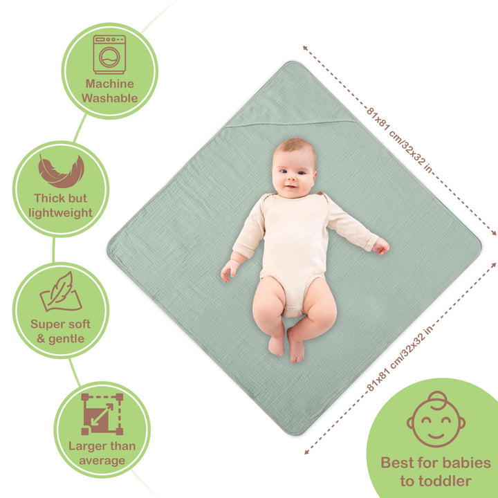100% Organic Cotton Muslin Baby Hooded Towels 32x32 Inch – 2 Pack Soft & Absorbent Baby Towels for Newborn for Boys & Girls, Premium Hooded Towels, Ultra-Gentle Baby Essentials in Rose/Peach