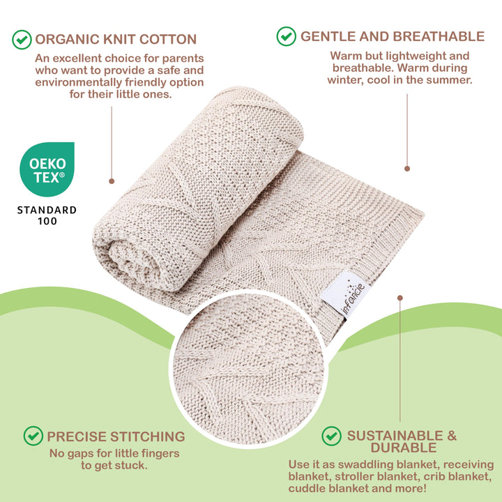 Organic Cotton Knit Baby Blanket 31.5 X 43.3 Inches Soft and Breathable Baby Blanket for Boys and Girls Perfect Swaddle Blanket and Baby Blankets Neutral for Infants Toddlers All Seasons