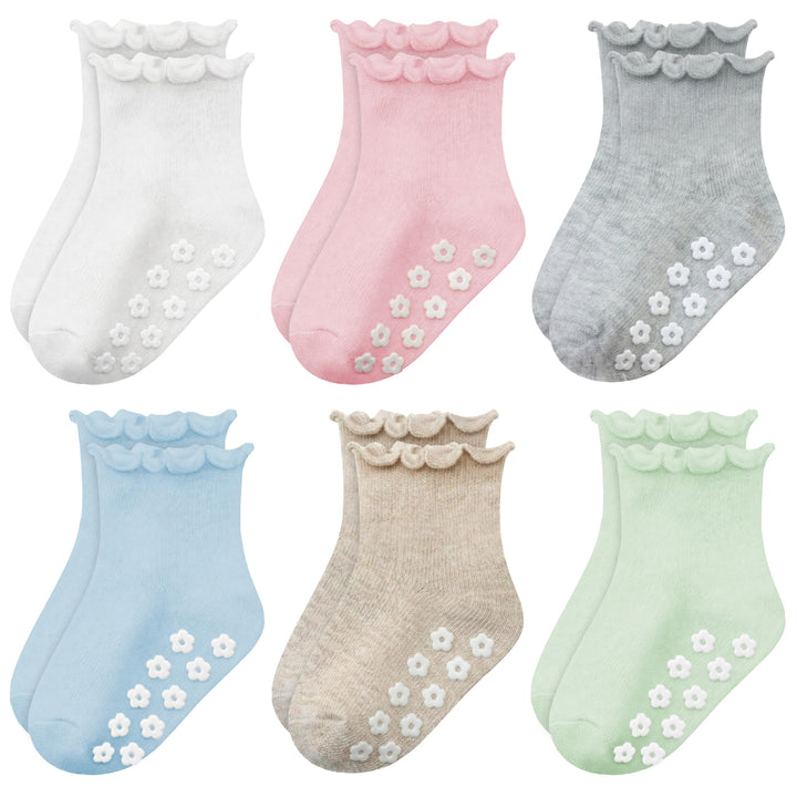 Mother's Choice Organic Cotton Socks For Boys Girls Breathable Non Slip Toddler Socks 2t-3t-4t-5t Ruffle Baby Socks 6-12 M