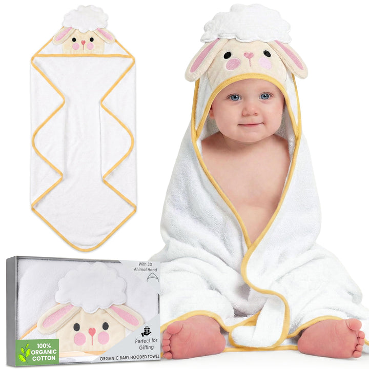 Mother's Choice Baby Towels 100% Organic Cotton Butterfly Hooded Design, Oeko-TEX Certified, Ultra-Soft Absorbent Hooded Bath Towel for Newborn Girls, (Butterfly)