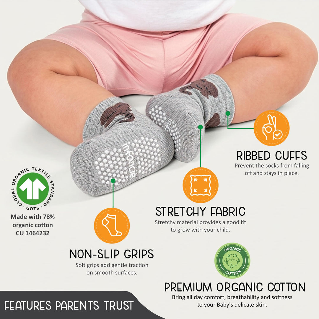 GOTS Certified Organic Cotton Rich Blend Baby Socks 12 Pairs For 0 - 6 (M) Baby Girl Soft, Stretchable & Comfortable Girl newborn Socks, Adorable Sock Shoes For Baby Girl, Gift For Little, Pink