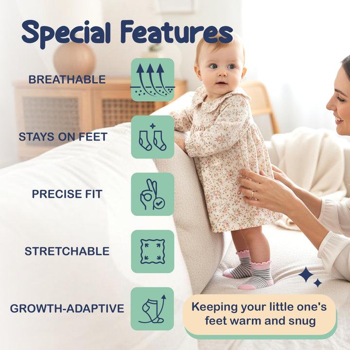 Mother's Choice Organic Cotton Baby Socks Infant 0-6 Months - 12 pairs Soft, Cozy, and Gentle Newborn Socks for Girls & Boys, Perfect Baby Registry for Everyday Wear, and Infant Comfort