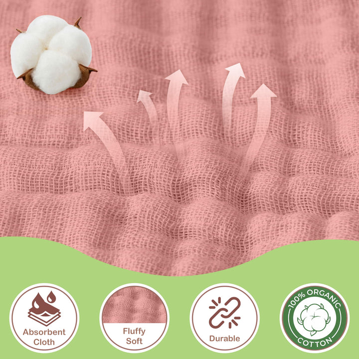 100% Organic Cotton Muslin Baby Hooded Towels 32x32 Inch – 2 Pack Soft & Absorbent Baby Towels for Newborn for Boys & Girls, Premium Hooded Towels, Ultra-Gentle Baby Essentials in Rose/Peach
