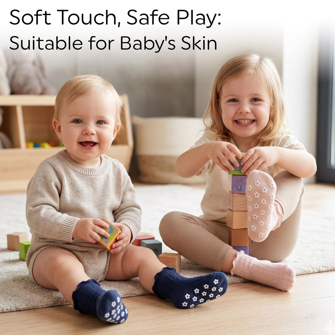 Mother's Choice Organic Cotton Socks For Boys Girls Breathable Non Slip Toddler Socks 2t-3t-4t-5t Ruffle Baby Socks 6-12 M