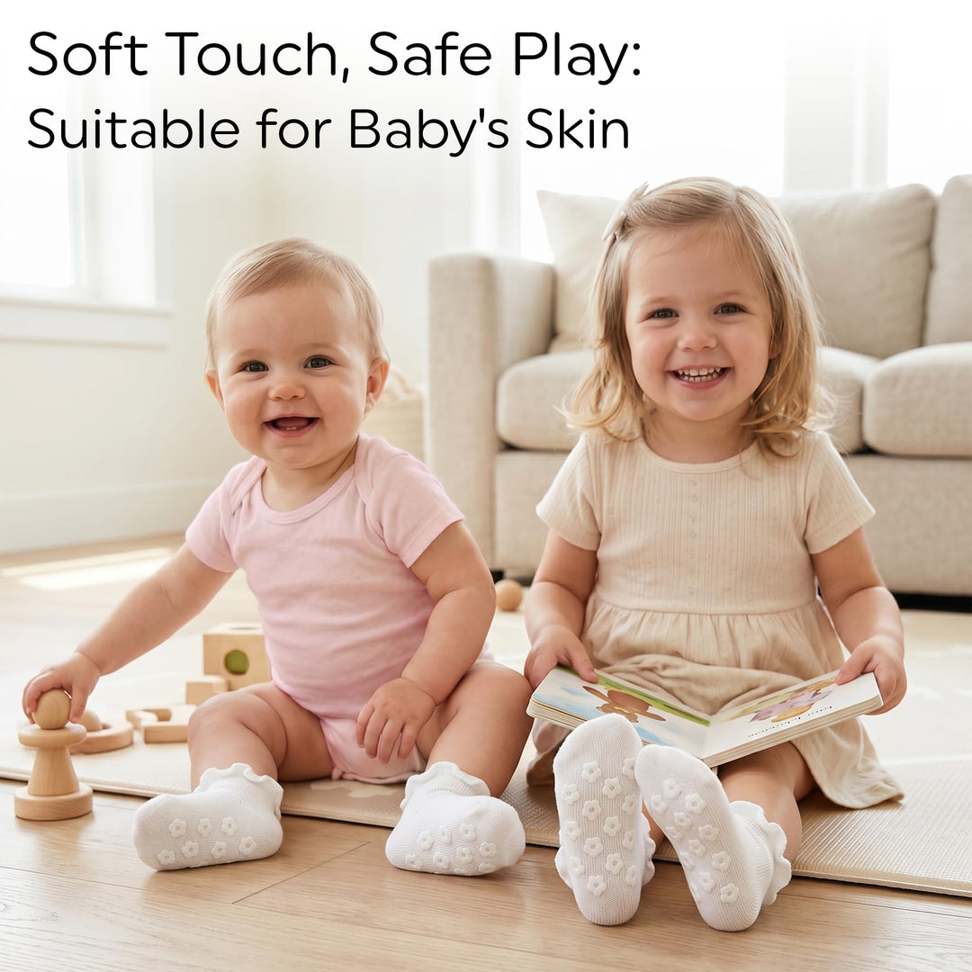 Mother's Choice Organic Cotton Socks For Boys Girls Breathable Non Slip Toddler Socks 2t-3t-4t-5t Ruffle Baby Socks 6-12 M
