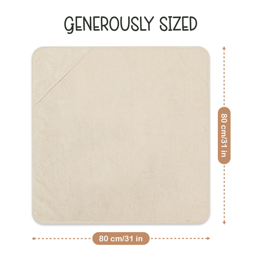 100% Organic Cotton Plush Woven Hooded Baby Bath Towels - Soft and Absorbent 31x31 Inches for Newborns and Kids, Hooded Baby Towels, Premium Infant Towels (Ivory)