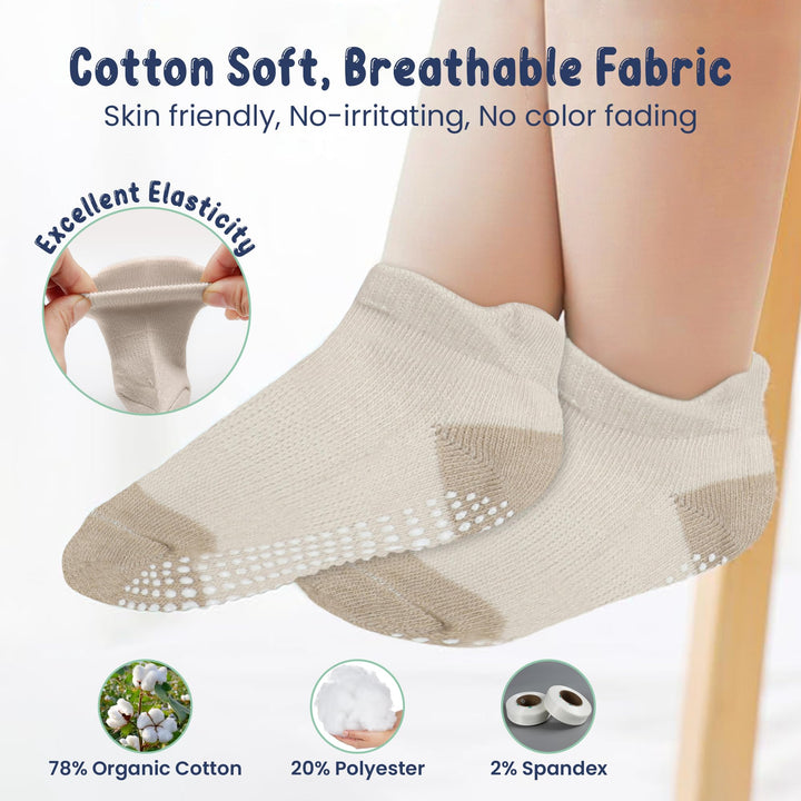Mother's Choice Organic Cotton Socks For Toddler Boys Girls - Breathable, Non Slip Toddler Socks 2t-3t-4t-5t,
