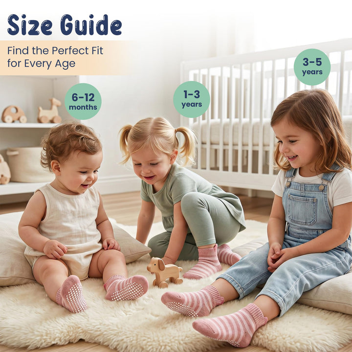 Mother's Choice Organic Cotton Socks For Toddler Boys Girls - Breathable, Non Slip Toddler Socks 2t-3t-4t-5t,