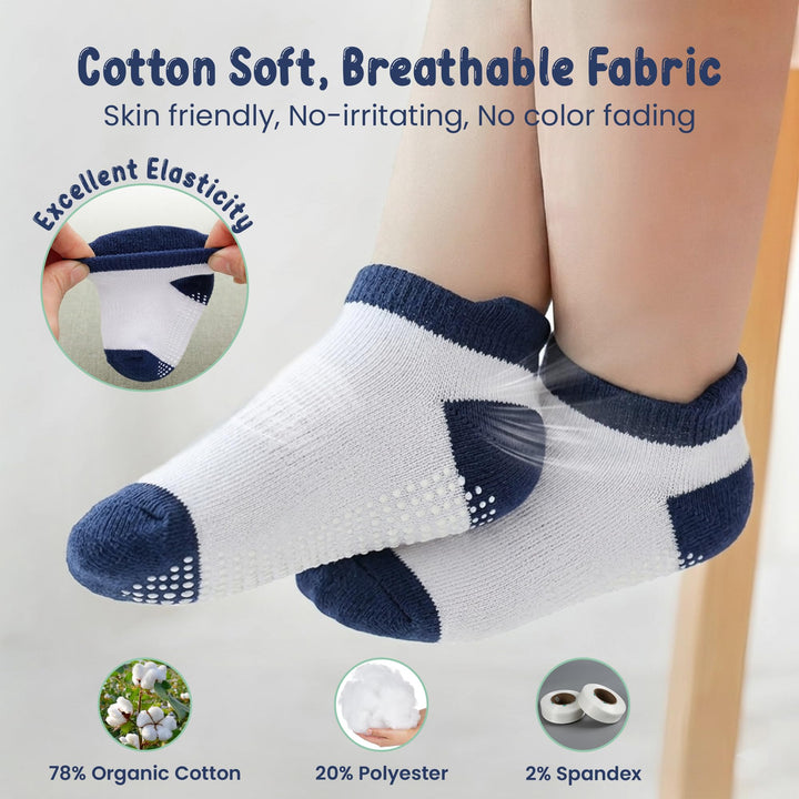 Mother's Choice Organic Cotton Socks For Toddler Boys Girls - Breathable, Non Slip Toddler Socks 2t-3t-4t-5t,