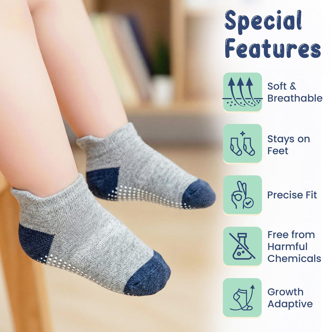 Mother's Choice Organic Cotton Socks For Toddler Boys Girls - Breathable, Non Slip Toddler Socks 2t-3t-4t-5t,