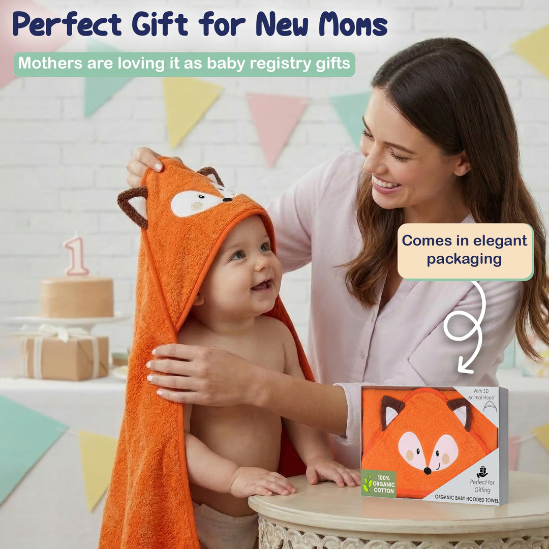 Mother's Choice Baby Towels 100% Organic Cotton Butterfly Hooded Design, Oeko-TEX Certified, Ultra-Soft Absorbent Hooded Bath Towel for Newborn Girls, (Butterfly)