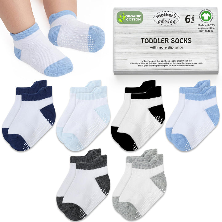 Mother's Choice Organic Cotton Socks For Toddler Boys Girls - Breathable, Non Slip Toddler Socks 2t-3t-4t-5t,