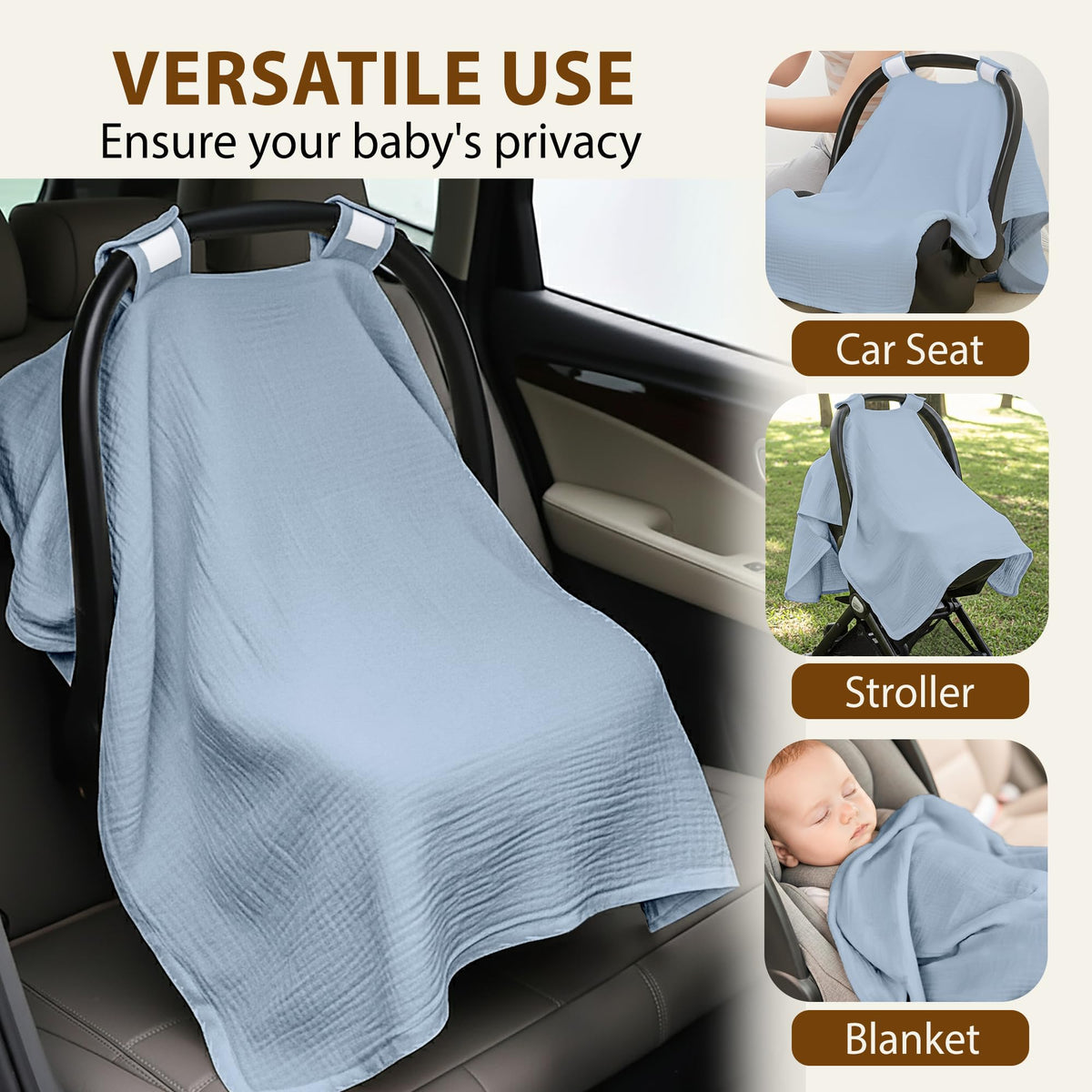 Organic Muslin Cotton Car Seat Cover