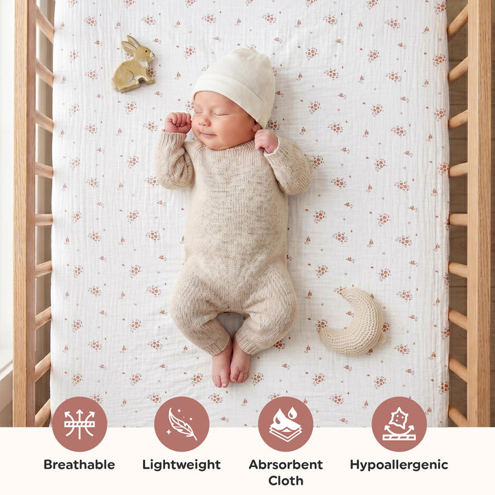 100% Organic Cotton Muslin Baby Bassinet Baby Sheet 33 X 17 Inch Soft Breathable Lightweight Stretchable Bed Sheet 2 Pack Gentle On Skin Durable Snug Fit Sheet for Newborn Bassinet Mattress