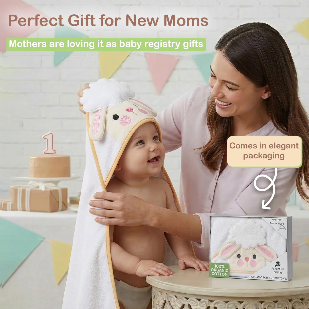 Mother's Choice Baby Towels 100% Organic Cotton Butterfly Hooded Design, Oeko-TEX Certified, Ultra-Soft Absorbent Hooded Bath Towel for Newborn Girls, (Butterfly)