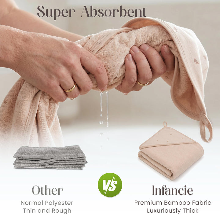 Organic Hooded Baby Towels with Washcloths – 2 Hooded Towel (28x28 inches) & 2 Washcloth (10x10 inches) – Ultra Soft, Absorbent & Cozy Cotton Bath Towels for Newborns and Infants