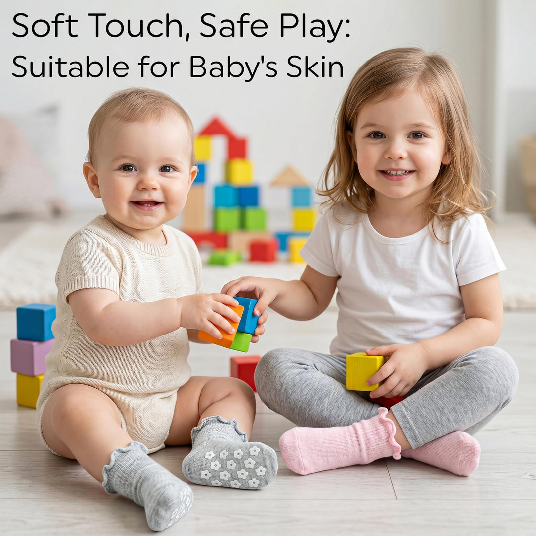 Mother's Choice Organic Cotton Socks For Boys Girls Breathable Non Slip Toddler Socks 2t-3t-4t-5t Ruffle Baby Socks 6-12 M