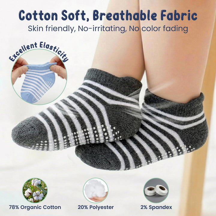Mother's Choice Organic Cotton Socks For Toddler Boys Girls - Breathable, Non Slip Toddler Socks 2t-3t-4t-5t,