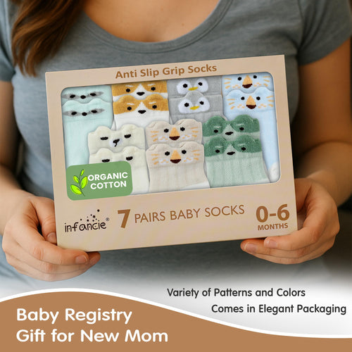 Organic Cotton Baby Socks 0-6 Months Animal Design