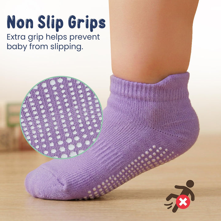 Mother's Choice Organic Cotton Socks For Toddler Boys Girls - Breathable, Non Slip Toddler Socks 2t-3t-4t-5t,